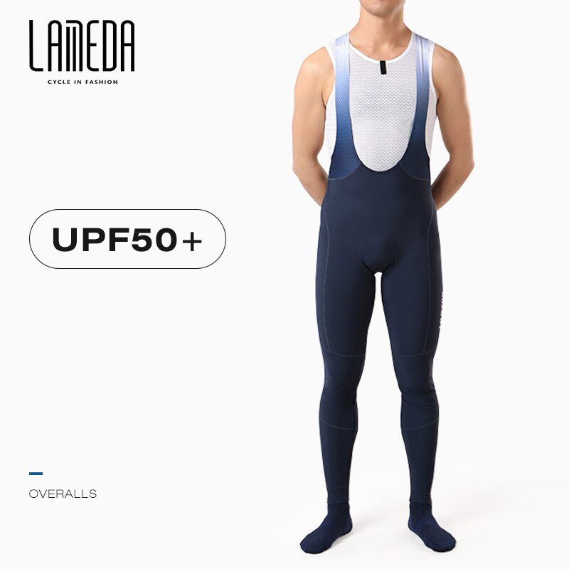 LAMEDA-신상품 UPF50 + 플리스 따뜻한 스트랩 사이클링 바지 남성용, 로드 바이크 바지, 가을 겨울